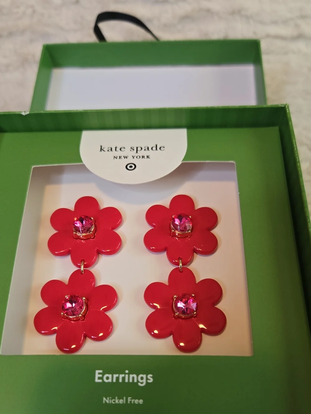 kate spade New York Pink Flower Drop Earrings